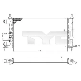 Radiateur, refroidissement du moteur TYC 725-0025-R