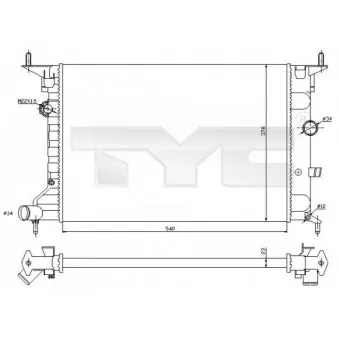 Radiateur, refroidissement du moteur TYC 725-0026-R
