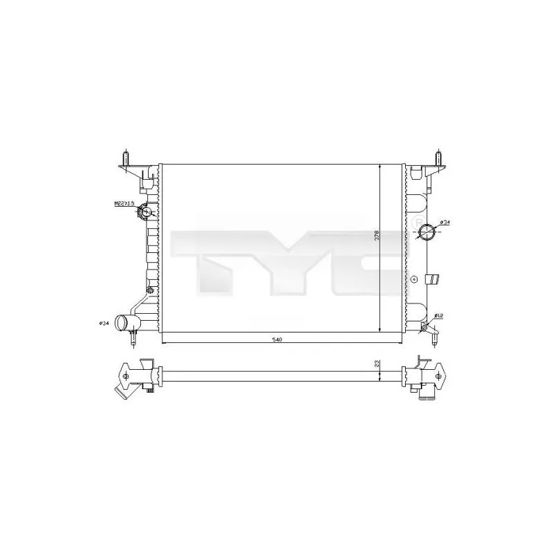 Radiateur, refroidissement du moteur TYC 725-0026-R