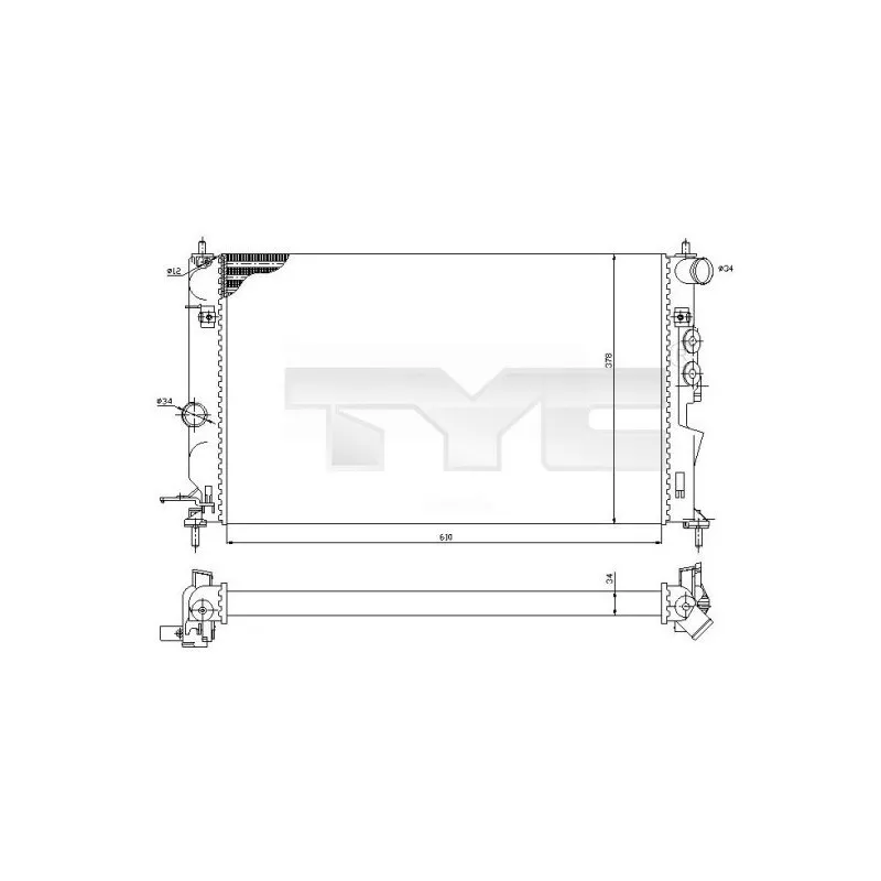 Radiateur, refroidissement du moteur TYC 725-0027-R
