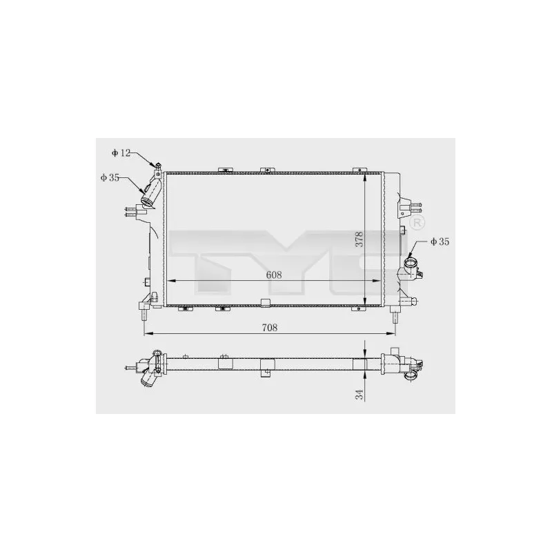 Radiateur, refroidissement du moteur TYC 725-0028-R