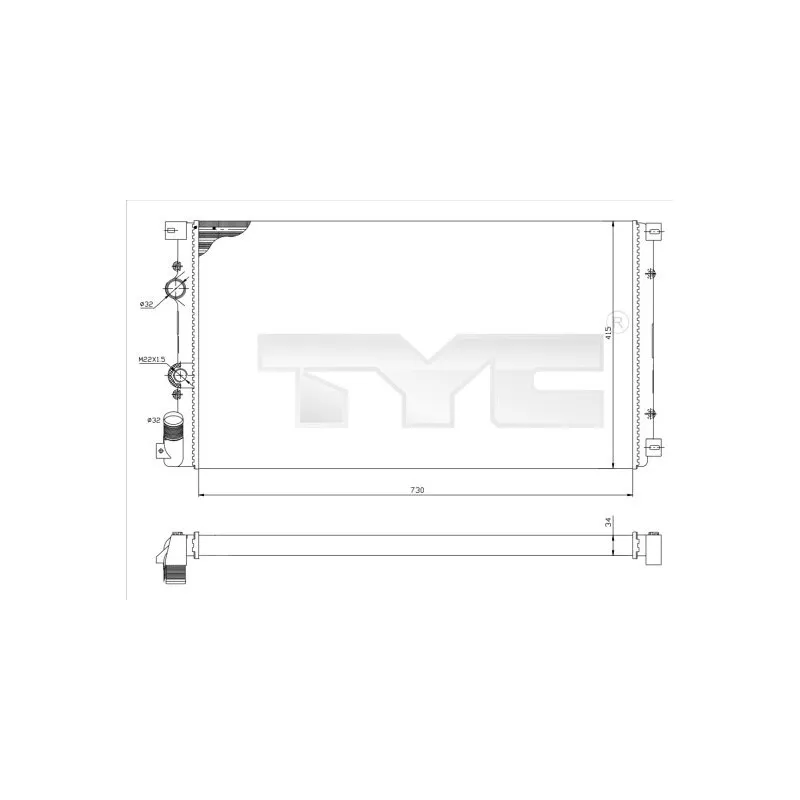 Radiateur, refroidissement du moteur TYC 725-0030