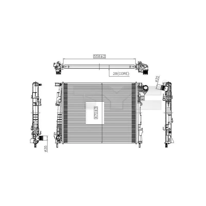 Radiateur, refroidissement du moteur TYC 725-0032