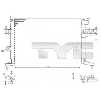 Radiateur, refroidissement du moteur TYC 725-0033
