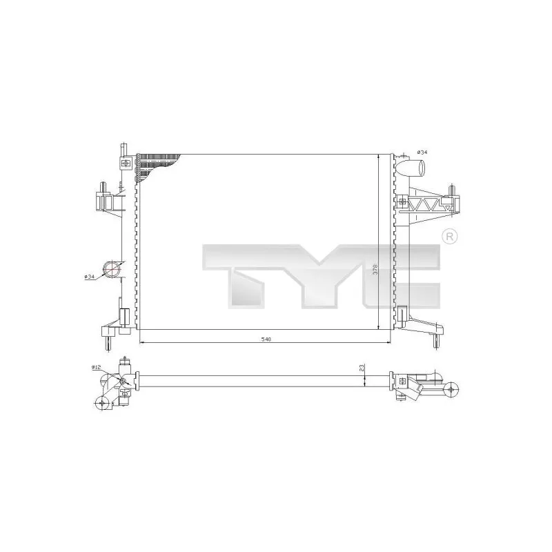 Radiateur, refroidissement du moteur TYC 725-0033