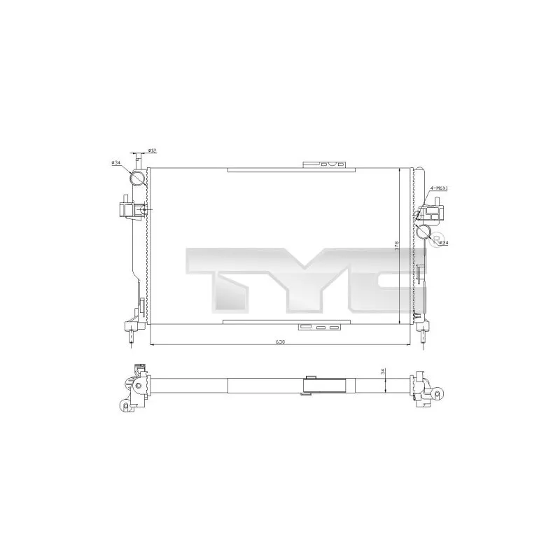 Radiateur, refroidissement du moteur TYC 725-0034-R