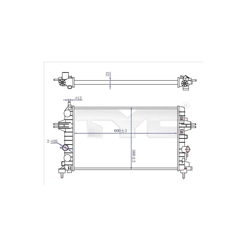 Radiateur, refroidissement du moteur TYC 725-0036-R