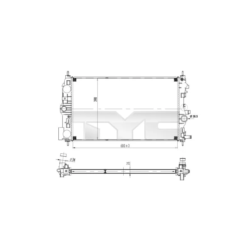 Radiateur, refroidissement du moteur TYC 725-0037