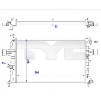 Radiateur, refroidissement du moteur TYC 725-0038-R