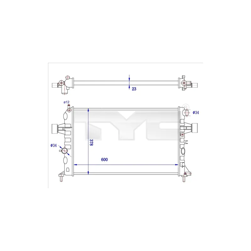 Radiateur, refroidissement du moteur TYC 725-0038-R