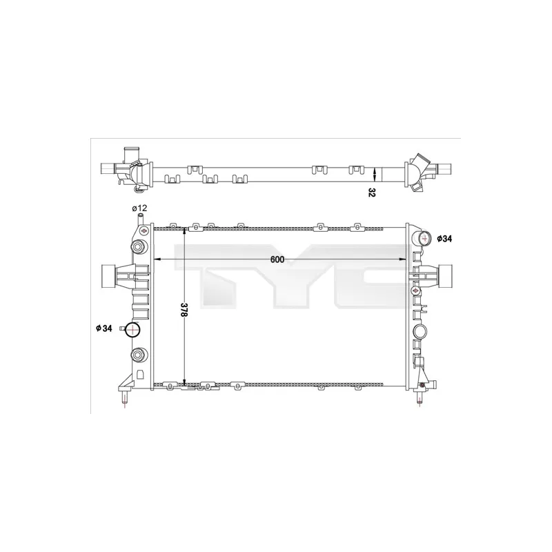 Radiateur, refroidissement du moteur TYC 725-0040-R