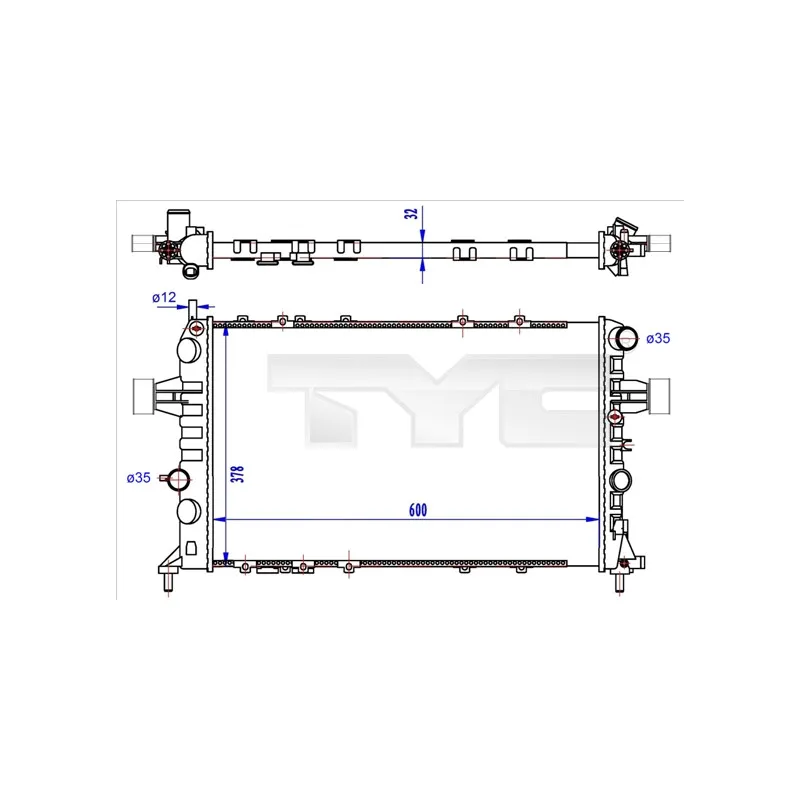 Radiateur, refroidissement du moteur TYC 725-0041-R