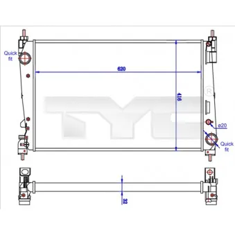 Radiateur, refroidissement du moteur TYC 725-0042-R