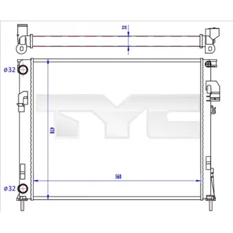 Radiateur, refroidissement du moteur TYC 725-0043-R