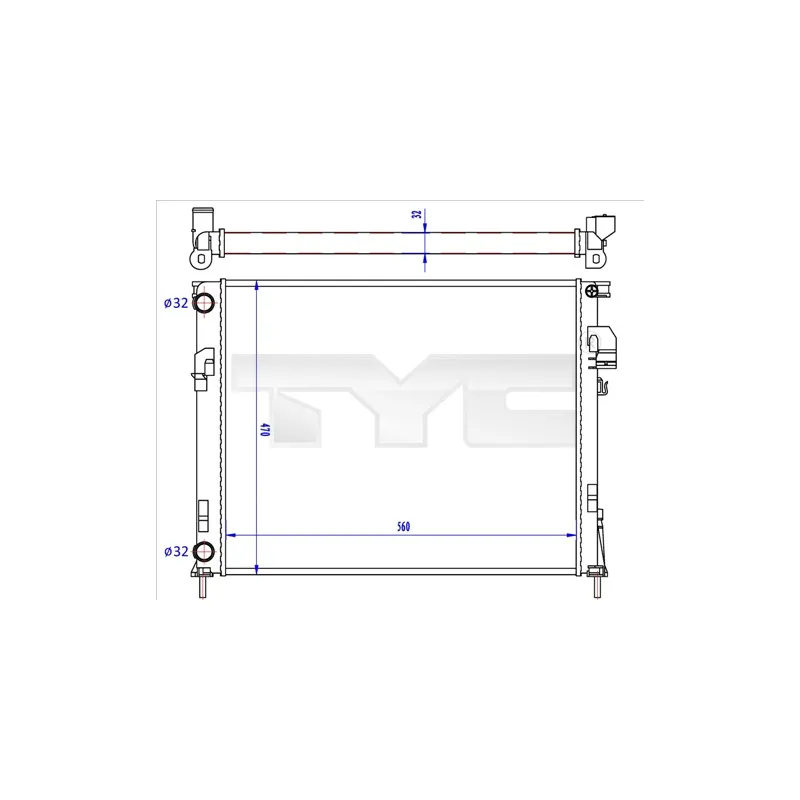 Radiateur, refroidissement du moteur TYC 725-0043-R