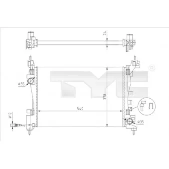 Radiateur, refroidissement du moteur TYC 725-0044-R