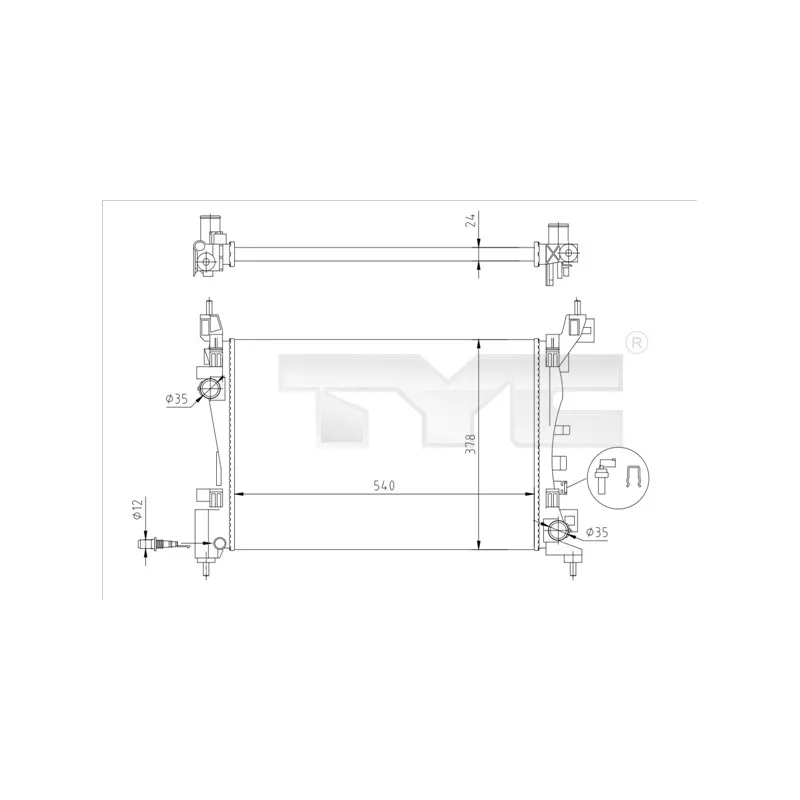 Radiateur, refroidissement du moteur TYC 725-0044-R