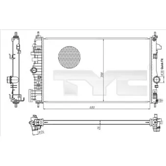 Radiateur, refroidissement du moteur TYC 725-0047