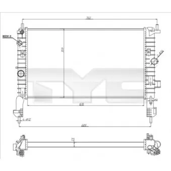 Radiateur, refroidissement du moteur TYC 725-0048-R
