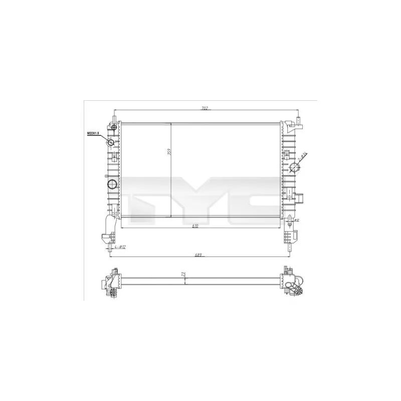 Radiateur, refroidissement du moteur TYC 725-0048-R