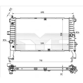 Radiateur, refroidissement du moteur TYC 725-0049