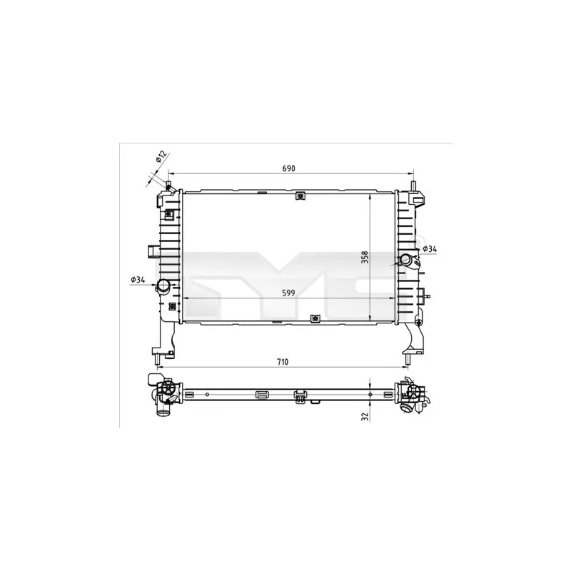 Radiateur, refroidissement du moteur TYC 725-0049