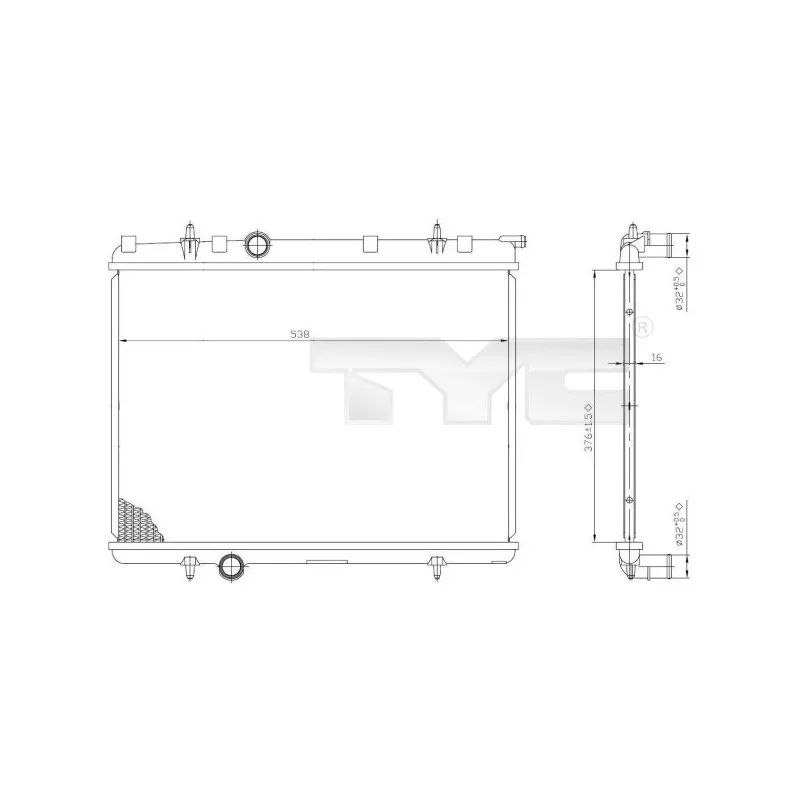 Radiateur, refroidissement du moteur TYC 726-0009