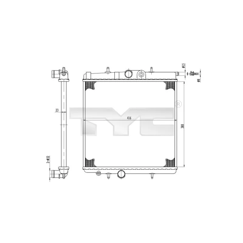 Radiateur, refroidissement du moteur TYC 726-0017-R