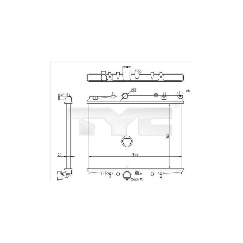 Radiateur, refroidissement du moteur TYC 726-0018-R