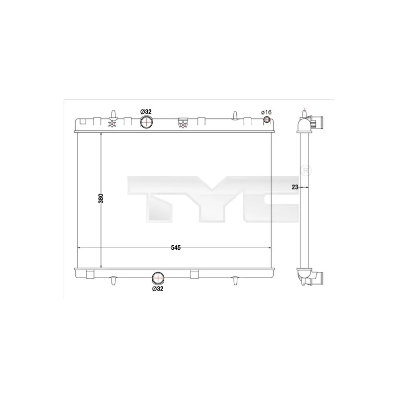 Radiateur, refroidissement du moteur TYC 726-0019-R