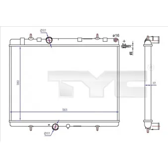 Radiateur, refroidissement du moteur TYC 726-0020-R