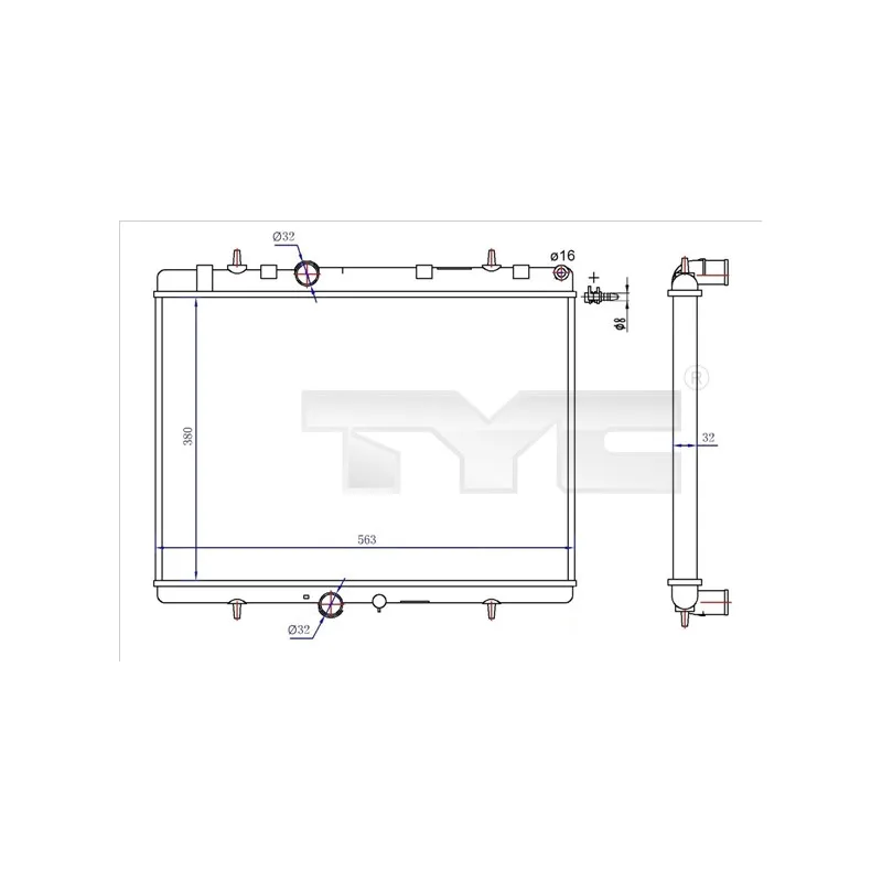 Radiateur, refroidissement du moteur TYC 726-0020-R