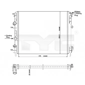 Radiateur, refroidissement du moteur TYC 728-0010