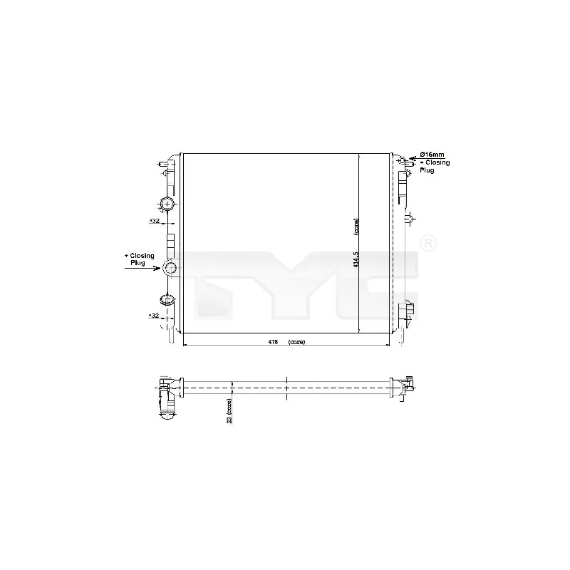 Radiateur, refroidissement du moteur TYC 728-0010