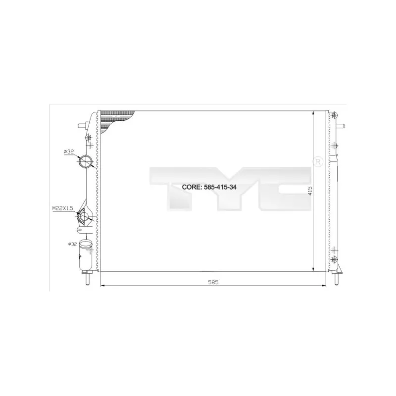 Radiateur, refroidissement du moteur TYC 728-0011