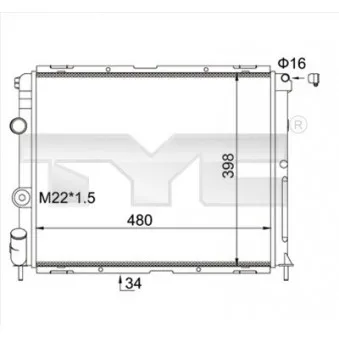 Radiateur, refroidissement du moteur TYC 728-0012-R