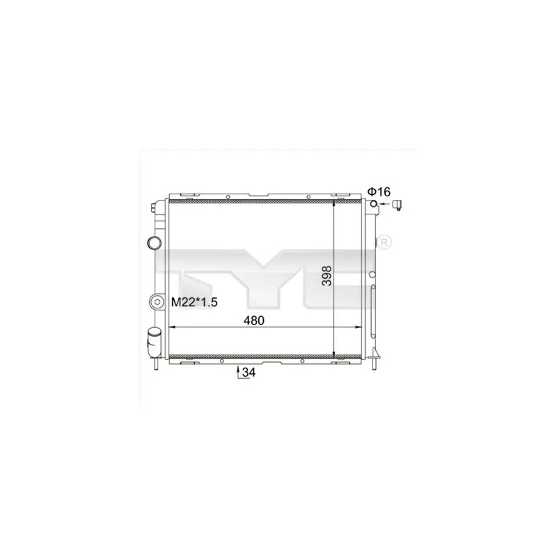 Radiateur, refroidissement du moteur TYC 728-0012-R