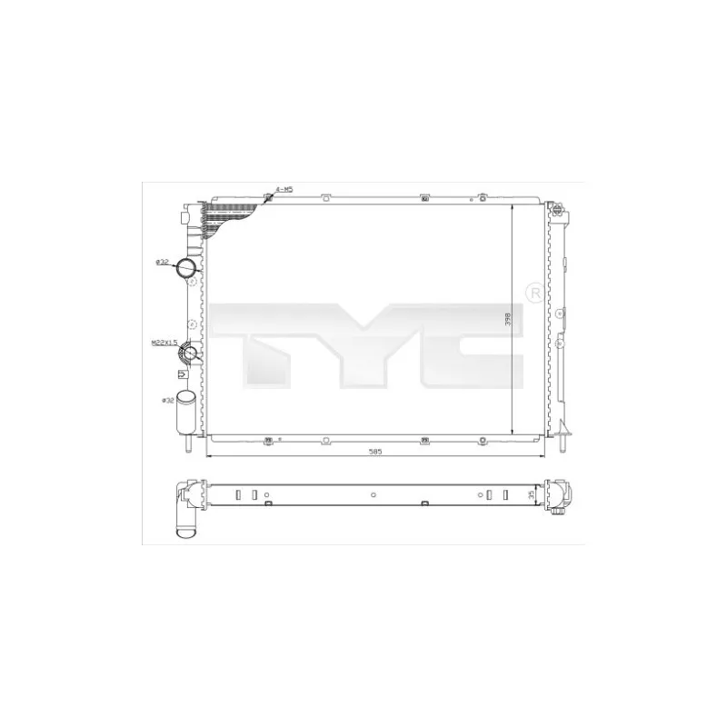 Radiateur, refroidissement du moteur TYC 728-0025-R