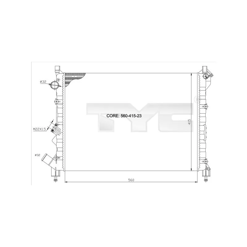 Radiateur, refroidissement du moteur TYC 728-0036