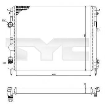 Radiateur, refroidissement du moteur TYC 728-0053