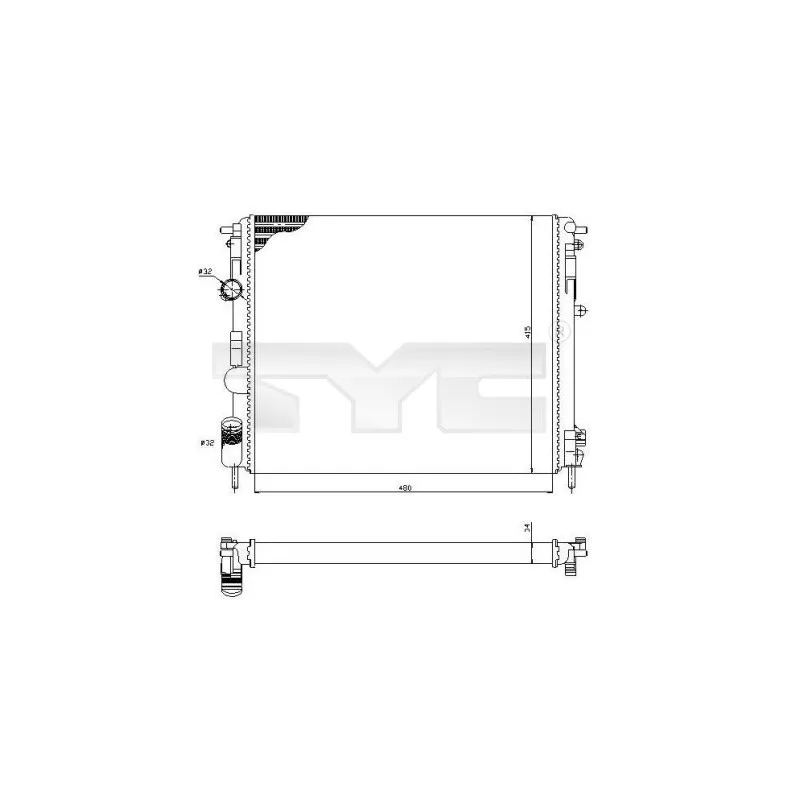 Radiateur, refroidissement du moteur TYC 728-0053