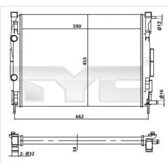Radiateur, refroidissement du moteur TYC 728-0054