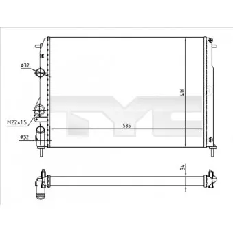 Radiateur, refroidissement du moteur TYC 728-0055-R