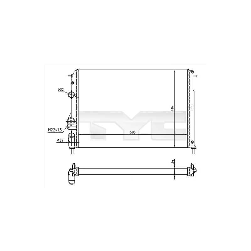Radiateur, refroidissement du moteur TYC 728-0055-R