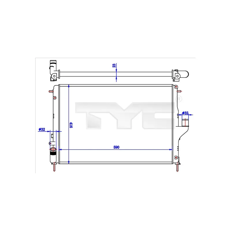 Radiateur, refroidissement du moteur TYC 728-0056-R