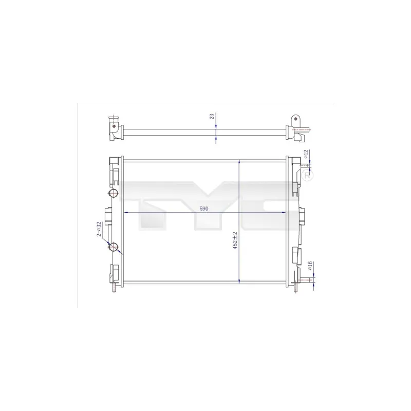 Radiateur, refroidissement du moteur TYC 728-0059-R