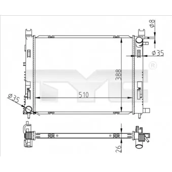 Radiateur, refroidissement du moteur TYC 728-0062