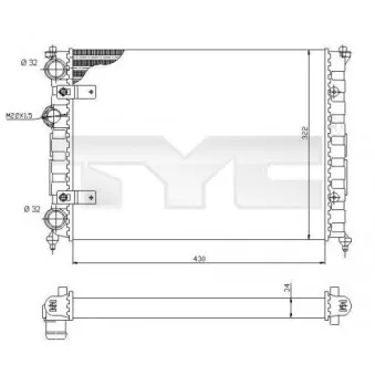 Radiateur, refroidissement du moteur TYC 731-0004