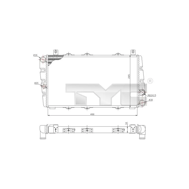 Radiateur, refroidissement du moteur TYC 732-0001