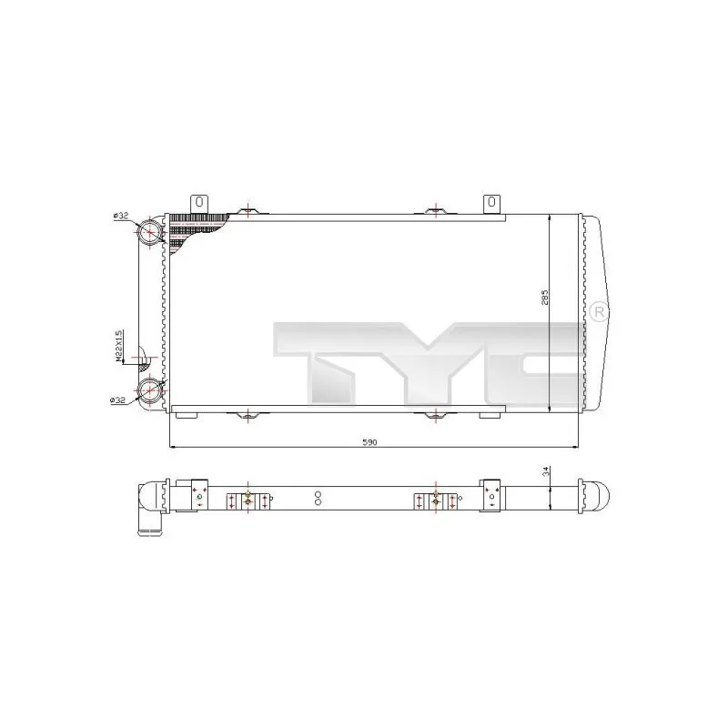 Radiateur, refroidissement du moteur TYC 732-0002